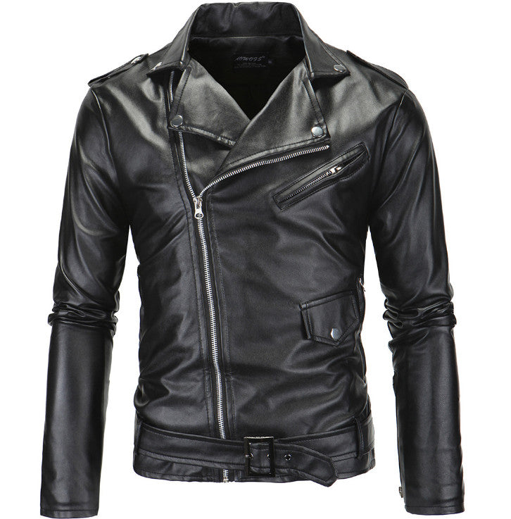 Chaqueta cuero de estilo clásico para hombre