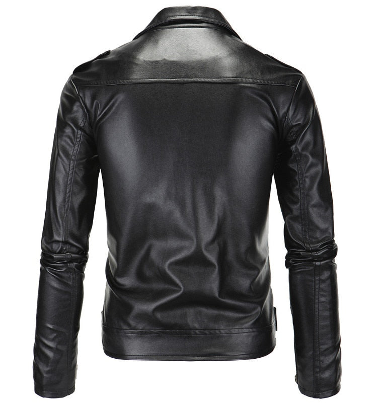 Chaqueta cuero de estilo clásico para hombre