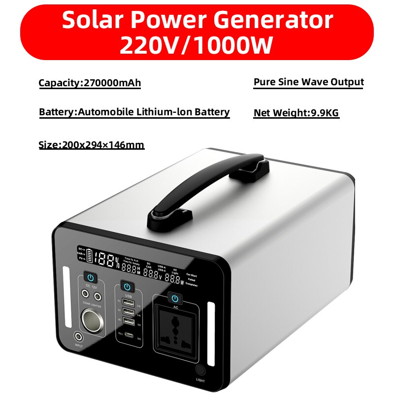 Generador de energía solar portátil de 500W / 1000W