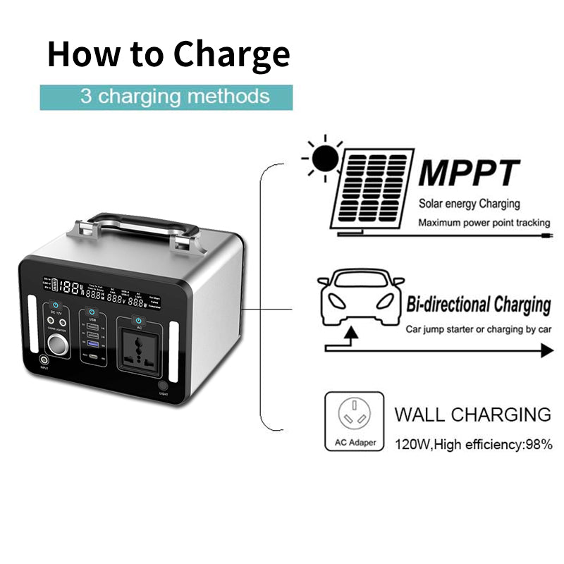 Generador de energía solar portátil de 500W / 1000W